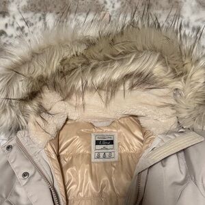 Abercrombie & Fitch Cream Fur-Trimmed Puffer Jacket